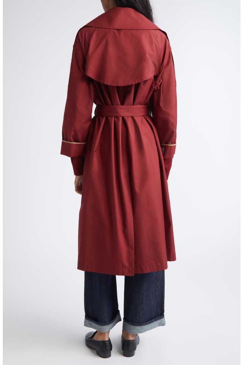 Water Repellent Belted Cotton Blend Trench Coat, Alternate, color, RASPBERRY