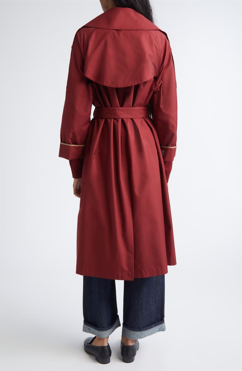 Max Mara Water Repellent Belted Cotton Blend Trench Coat, Alternate, color, Raspberry