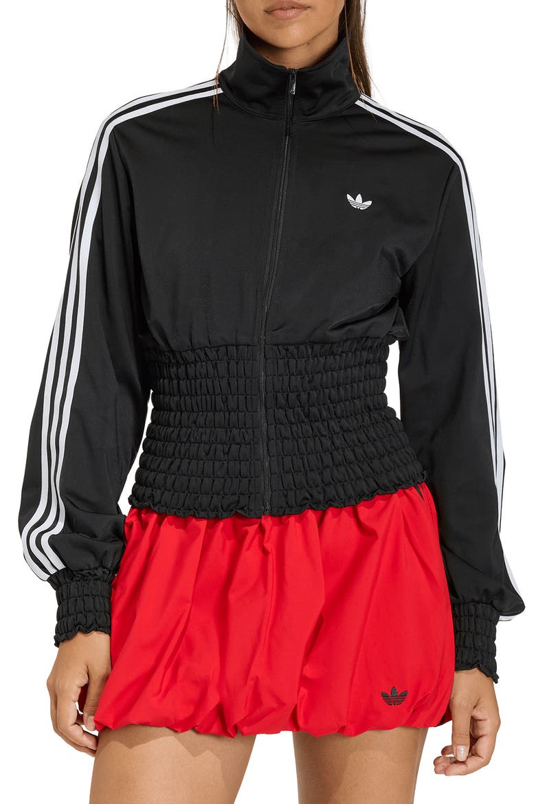 Smocked Firebird Track Jacket, Main, color, BLACK