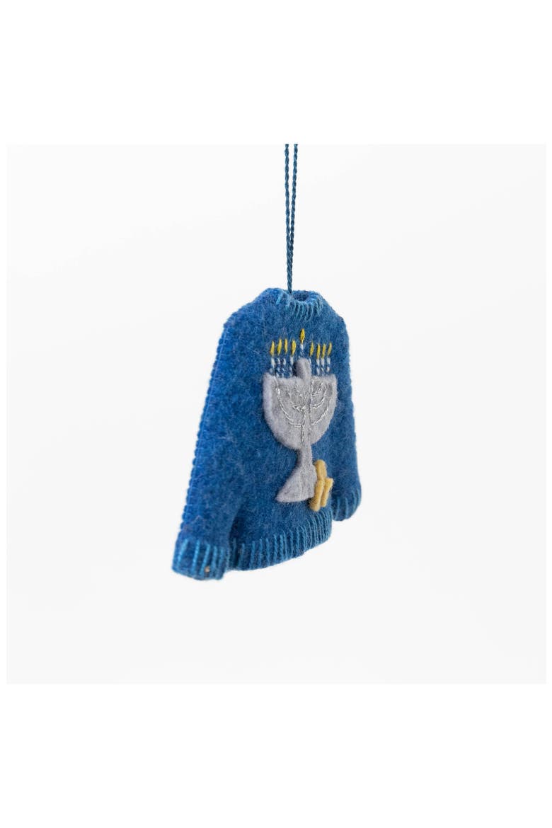 Hanukkah Sweater Ornament, Alternate, color, BLUE