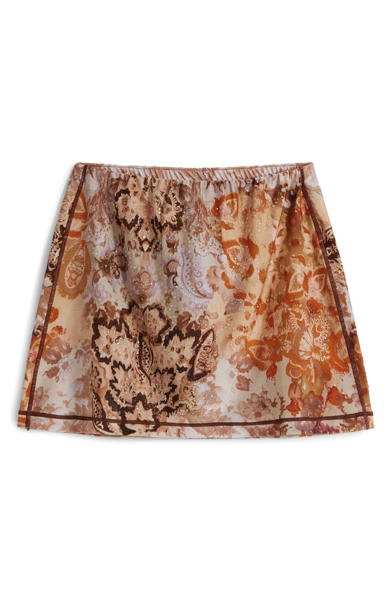 Desigual Textured Floral Pull-On Miniskirt, Alternate, color, Orange