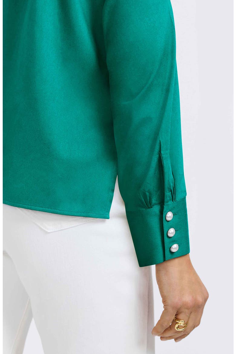 Matte Sateen Button-Up Shirt, Alternate, color, EMERALD
