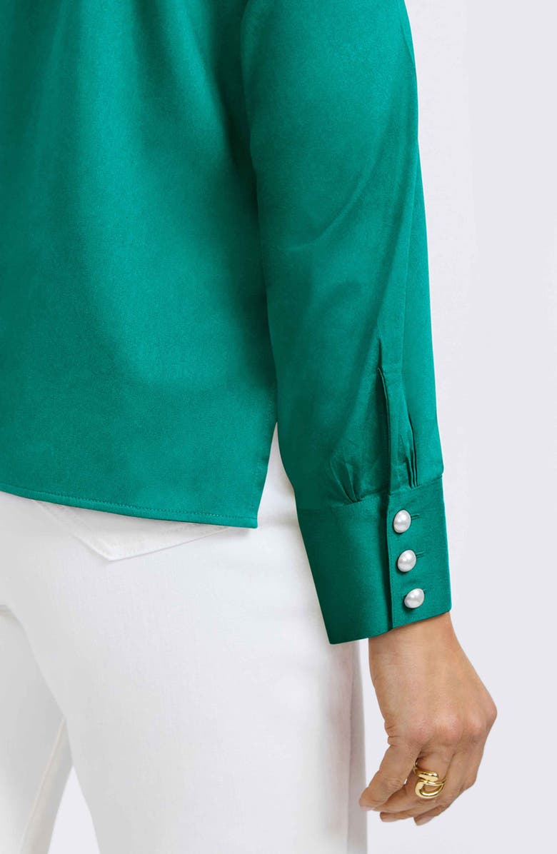 Foxcroft Matte Sateen Button-Up Shirt, Alternate, color, Emerald
