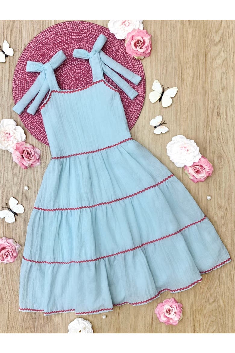 Girls Seaside Breeze Tiered Midi Dress, Alternate, color, Blue
