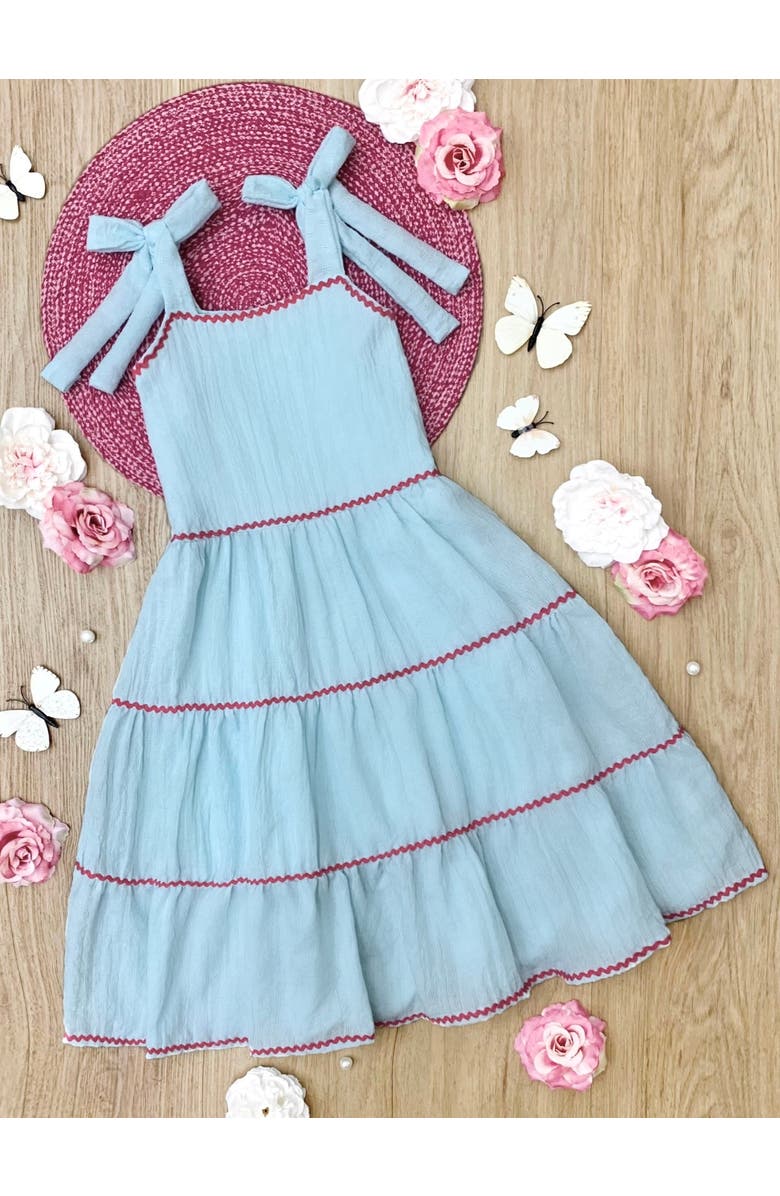 Mia Belle Girls Girls Seaside Breeze Tiered Midi Dress, Alternate, color, Blue