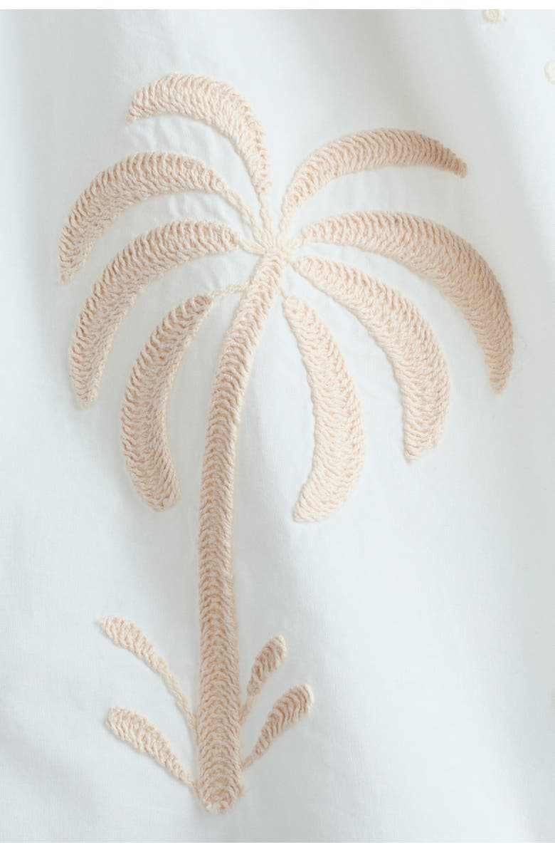 H&M Embroidered Strappy Dress, Alternate, color, White/Palm Trees