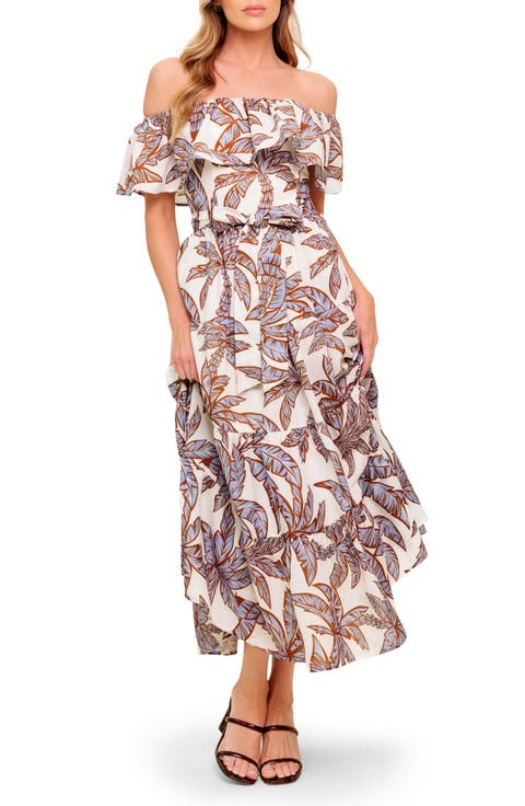 Floral Off the Shoulder Midi Dress