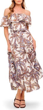 FLYING TOMATO Floral Off the Shoulder Midi Dress