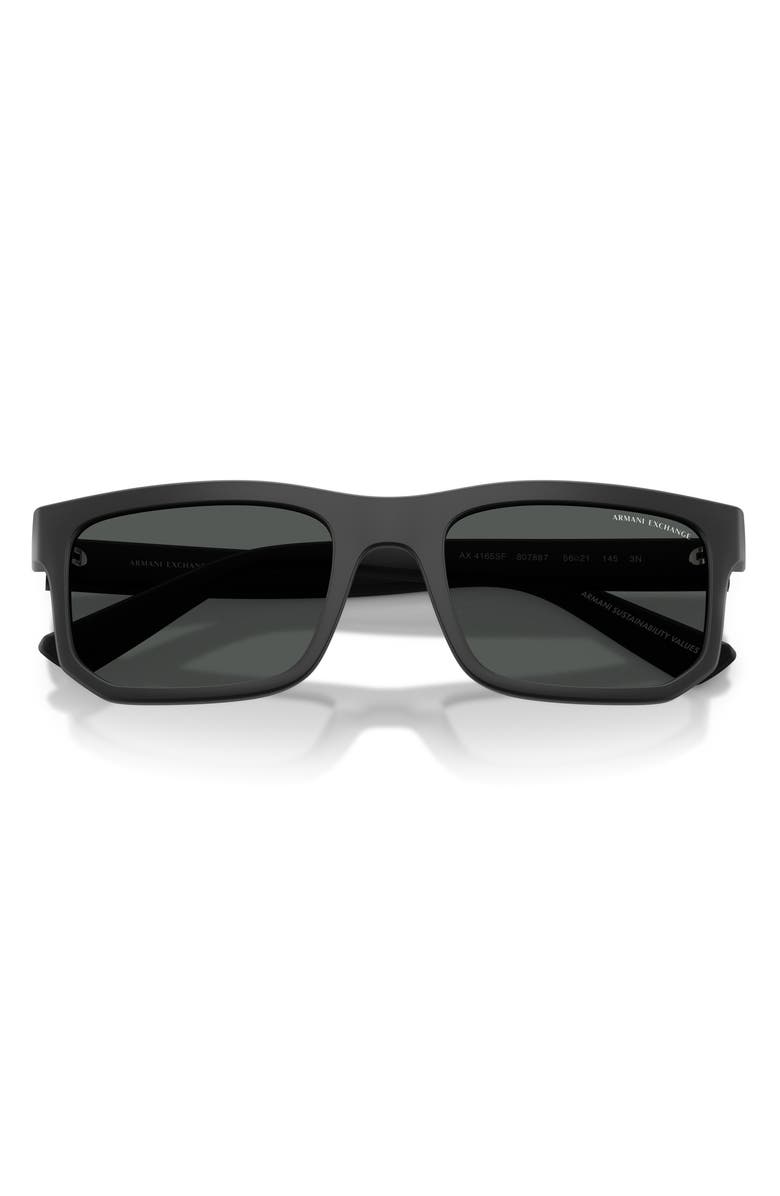 AX Armani Exchange 56mm Square Sunglasses, Alternate, color, Matte Black / Dark Grey