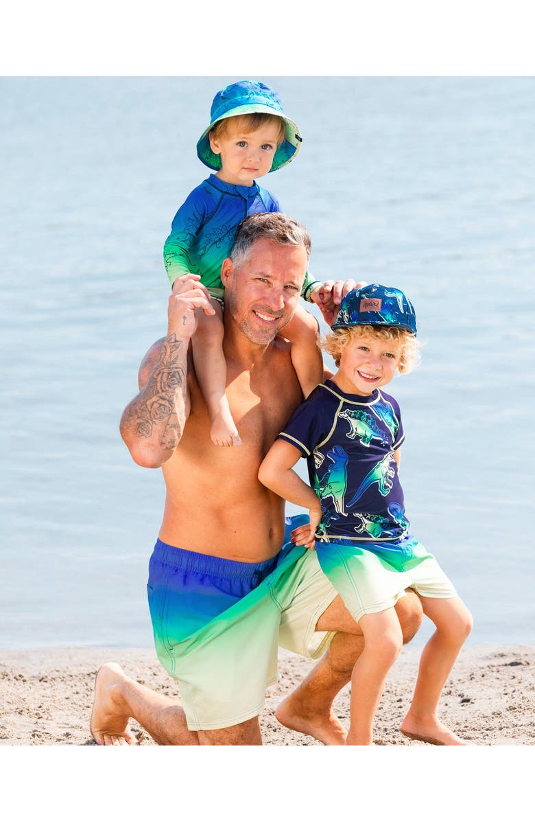 Deux par Deux Men's Swim Trunks Blue, Green, And Lime Gradient, Alternate, color, Blue, Green, And Lime Gradient