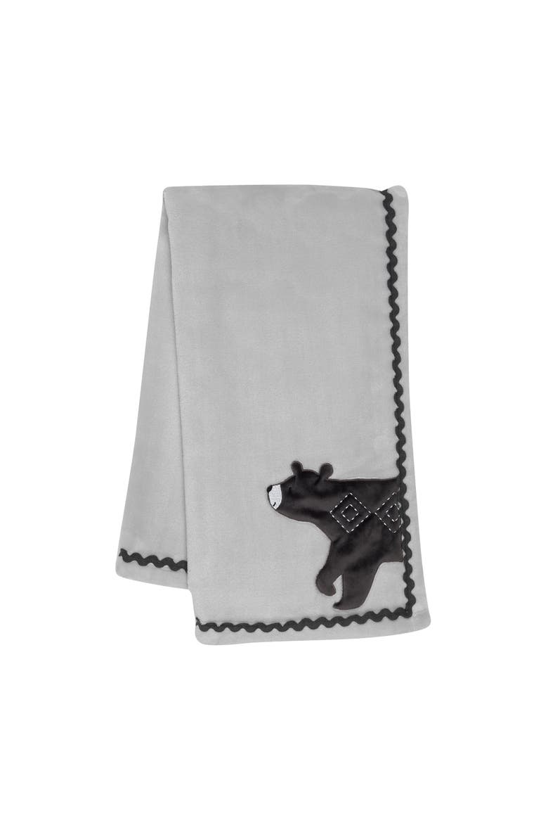 Woodland Forest Fleece Bear Nursery Baby Blanket, Main, color, Gray