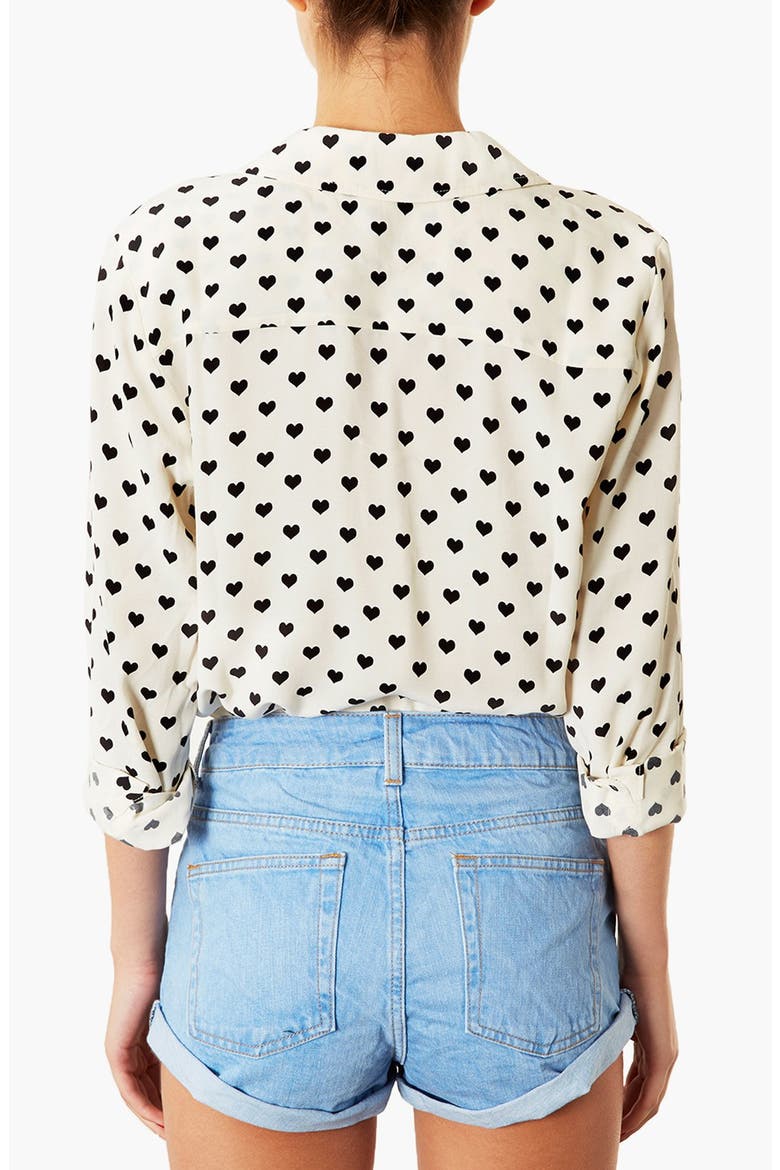 Heart Print Marocain Shirt, Alternate, color, IVORY