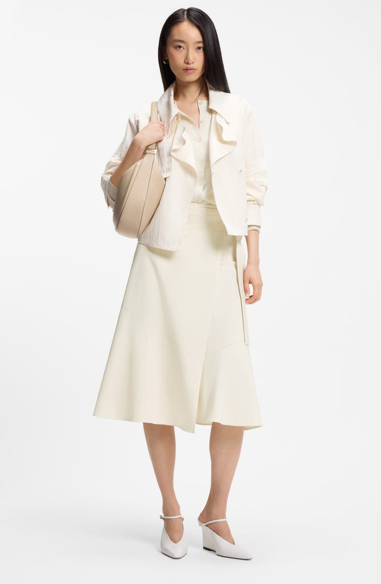 BOSS Vuleran Belted Stretch Cotton Midi Skirt, Alternate, color, Light Pumice