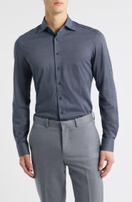 1863 by Eterna Slim Fit Geometric Print Non-Iron Dress Shirt