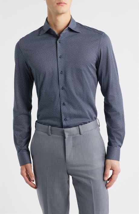 Slim Fit Geometric Print Non-Iron Dress Shirt