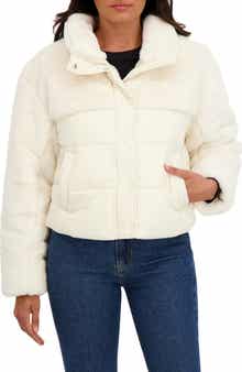 Sebby Faux Fur Mixed Media Puffer Jacket