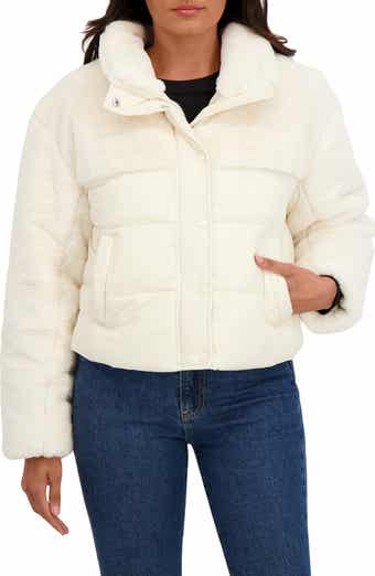 Sebby Faux Fur Mixed Media Puffer Jacket