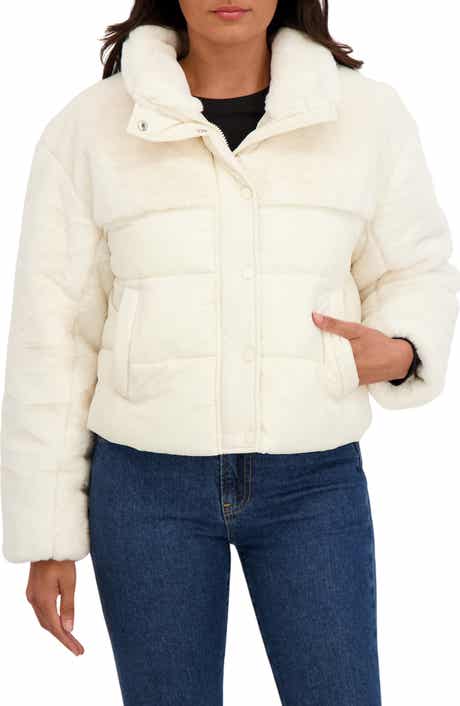 Sebby Faux Fur Mixed Media Puffer Jacket