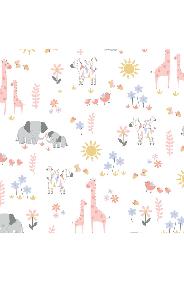 Lambs & Ivy Jazzy Jungle 100% Cotton Safari Baby Fitted Crib Sheet, Alternate, color, White