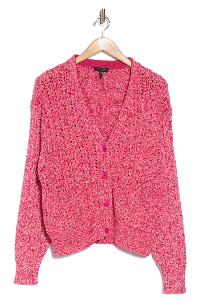Edie Cotton Blend Cardigan, Alternate, color, PINK MULTI