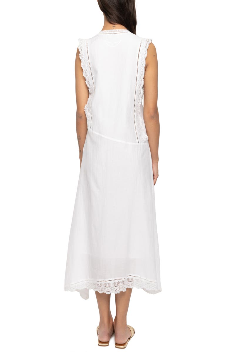 Zadig & Voltaire Rerol Tomboy Lace Trim Sharkbite Hem Cotton Blend Dress, Alternate, color, Judo