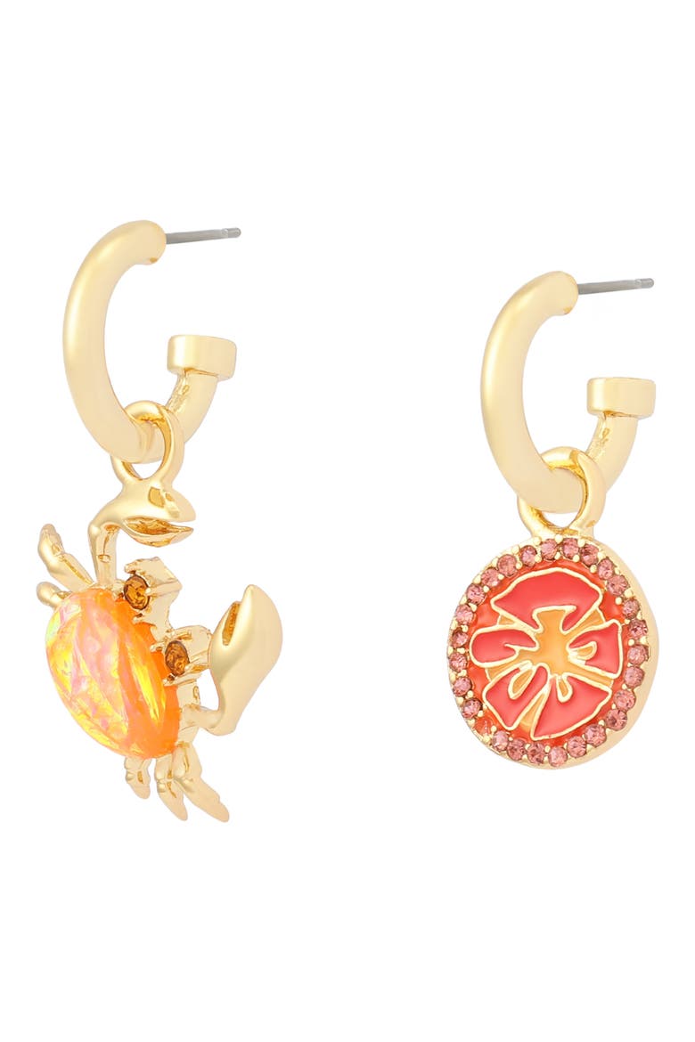 Crab & Tomato Mismatched Drop Earrings, Alternate, color, ORANGE