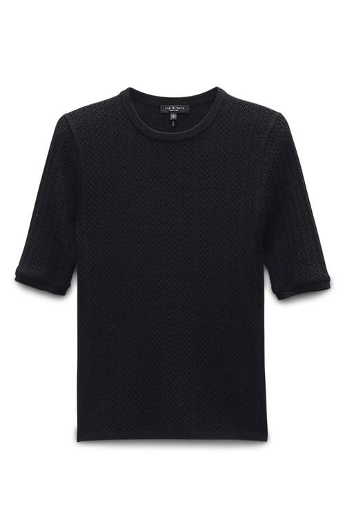 Rag & Bone Tina Short Sleeve Merino Wool Sweater In Black