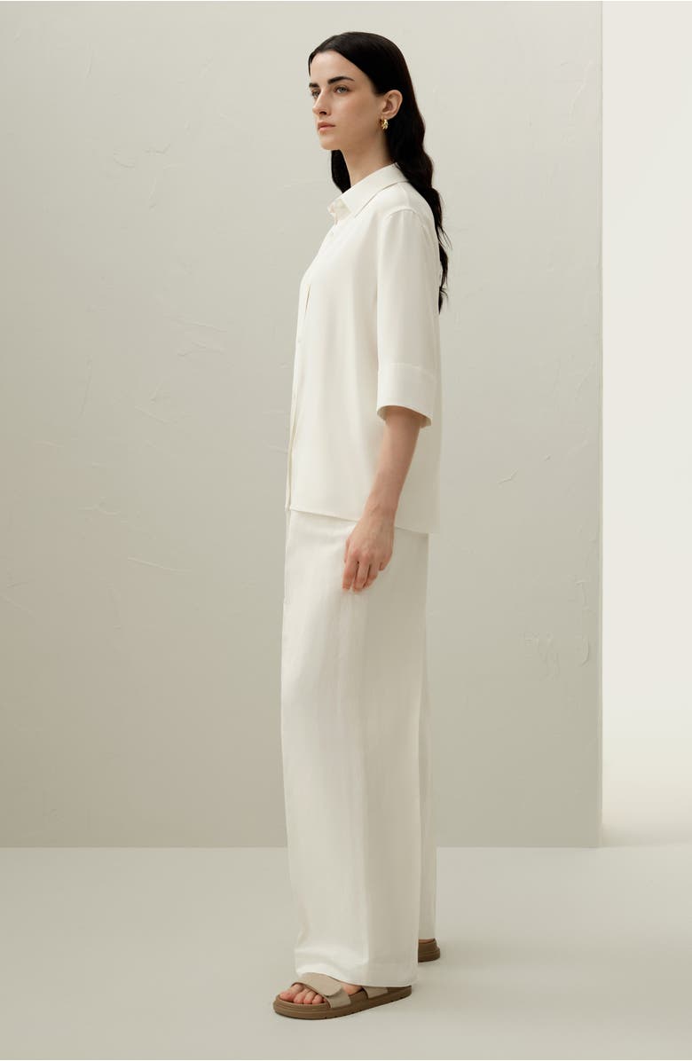 Lilysilk Heavy Silk Crepe Relaxed Half-Sleeve Shirt, Alternate, color, Natural White