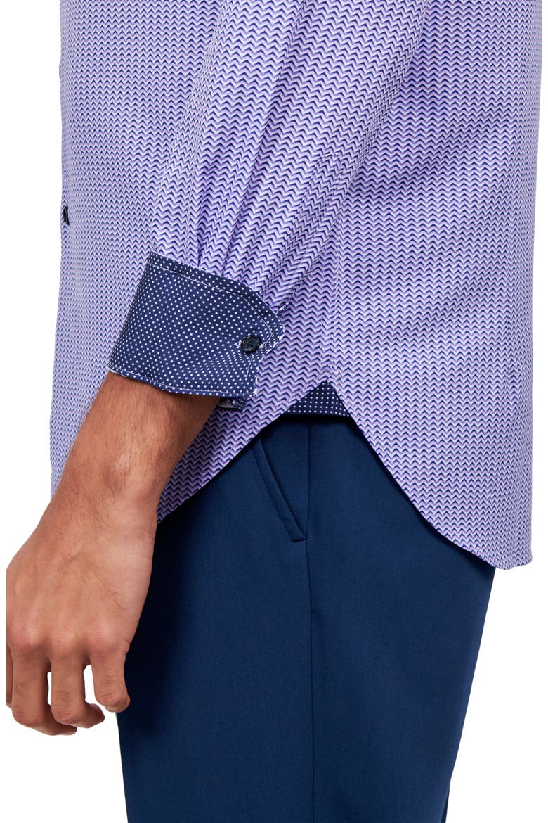 Zig Zag Print Stretch Performance Dress Shirt, Alternate, color, LILAC