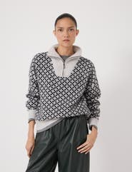 Hush Juno Quarter Zip Mono Jacquard Jumper