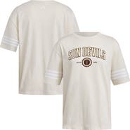 adidas Women's adidas Cream Arizona State Sun Devils Fashion Three-Stripes Oversized T-Shirt