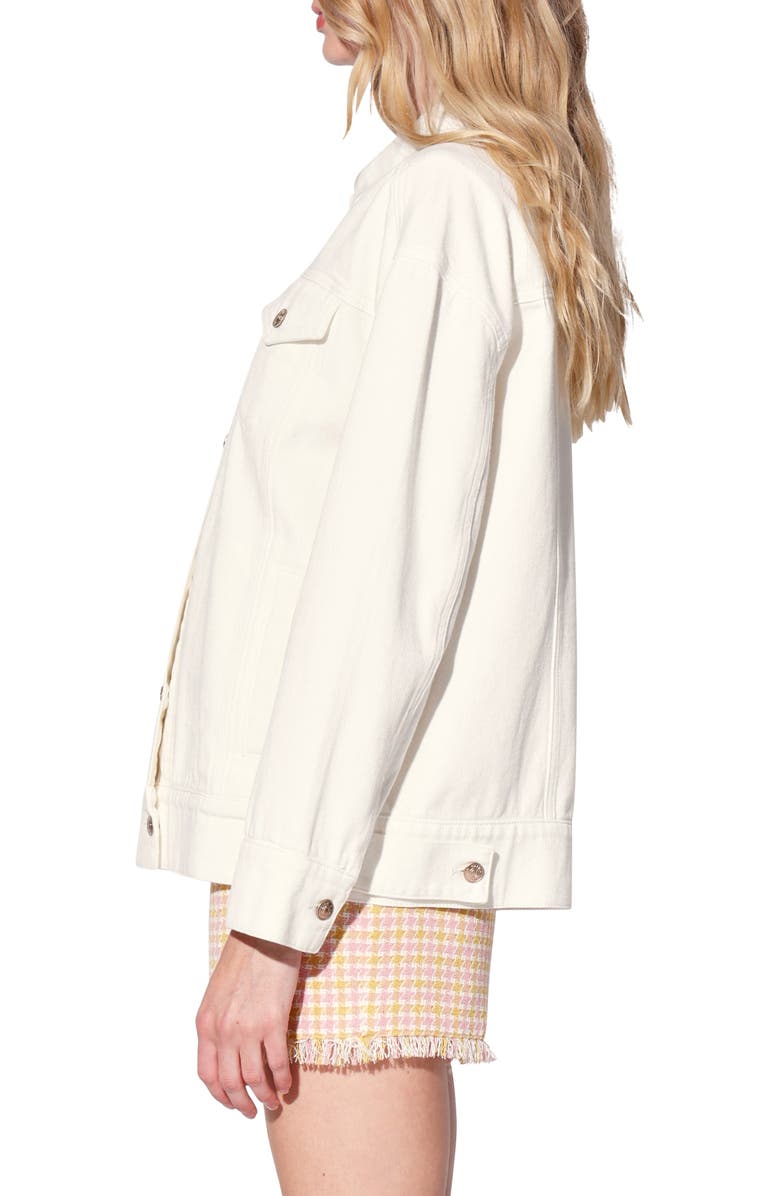 Walter Baker Raelynn Oversize Cotton Denim Trucker Jacket, Alternate, color, White