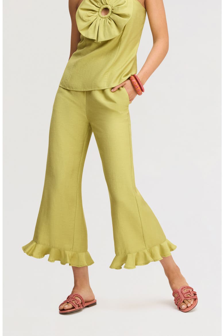 Ruffle Hem Ankle Pants, Alternate, color, COASTAL PALM