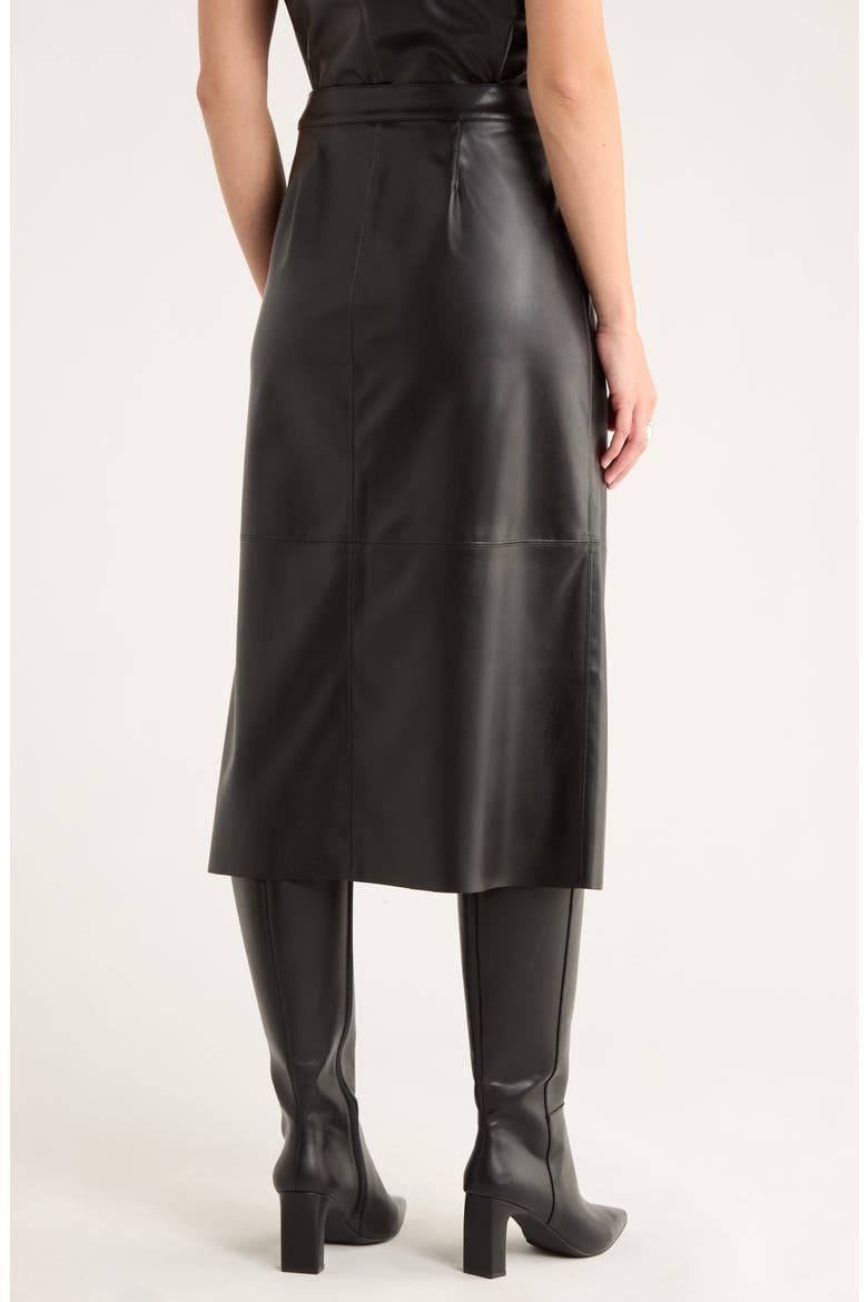 Faux Leather Midi Skirt, Alternate, color, BLACK