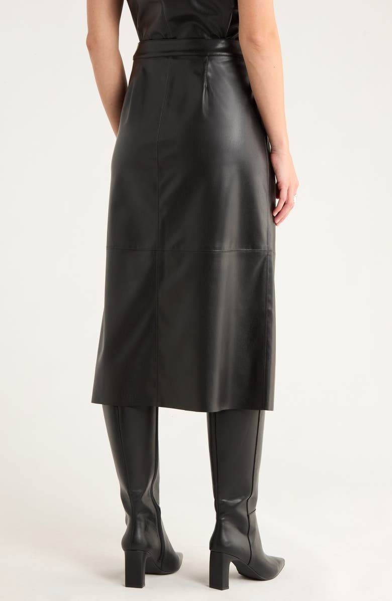 NORDSTROM RACK Faux Leather Midi Skirt, Alternate, color, Black