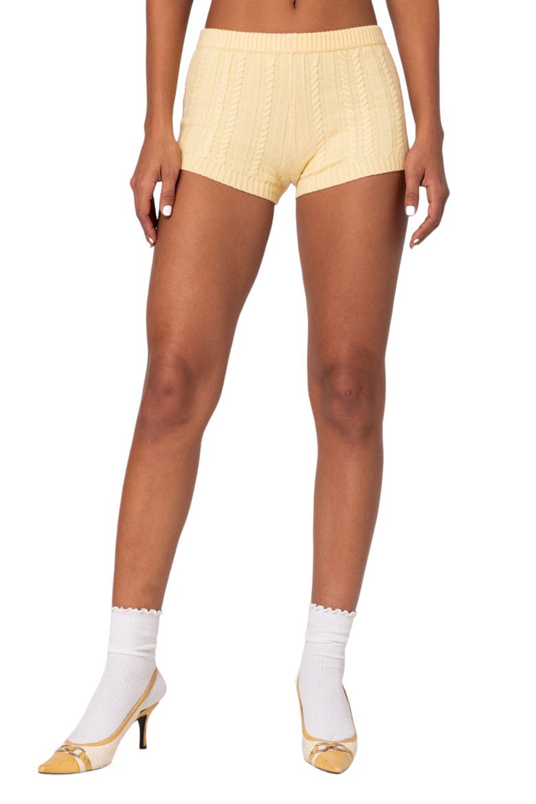Raegan Cable Stitch Shorts, Main, color, YELLOW