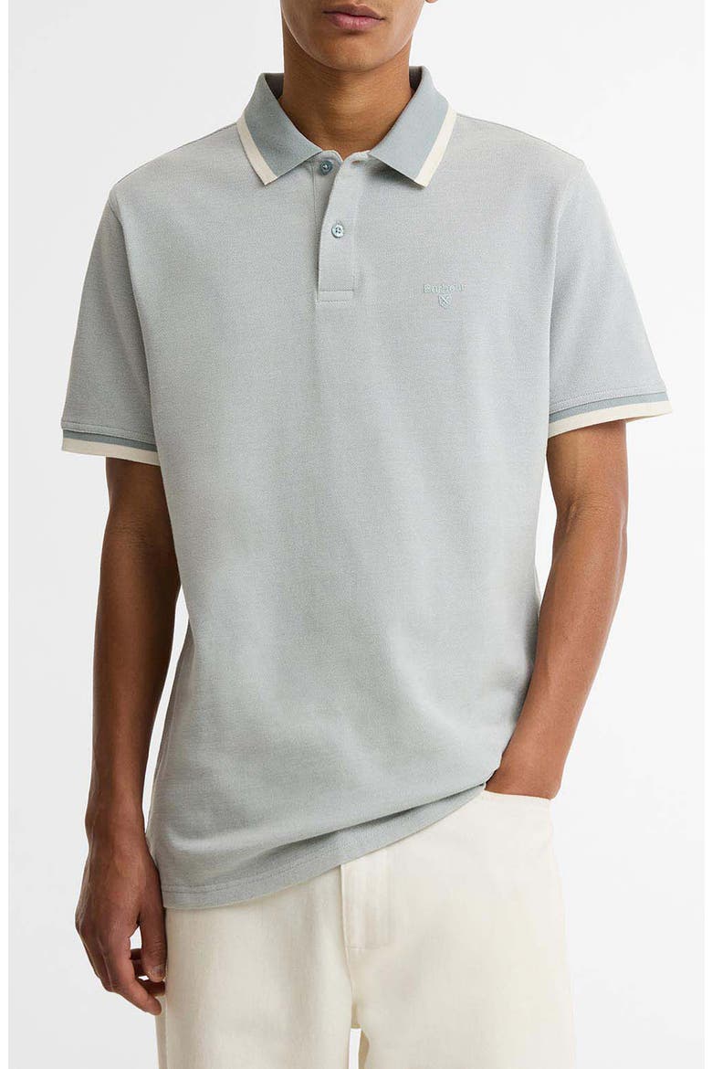 Barnard Contrast Collar Cotton Piqué Polo, Main, color, DUSTY SLATE