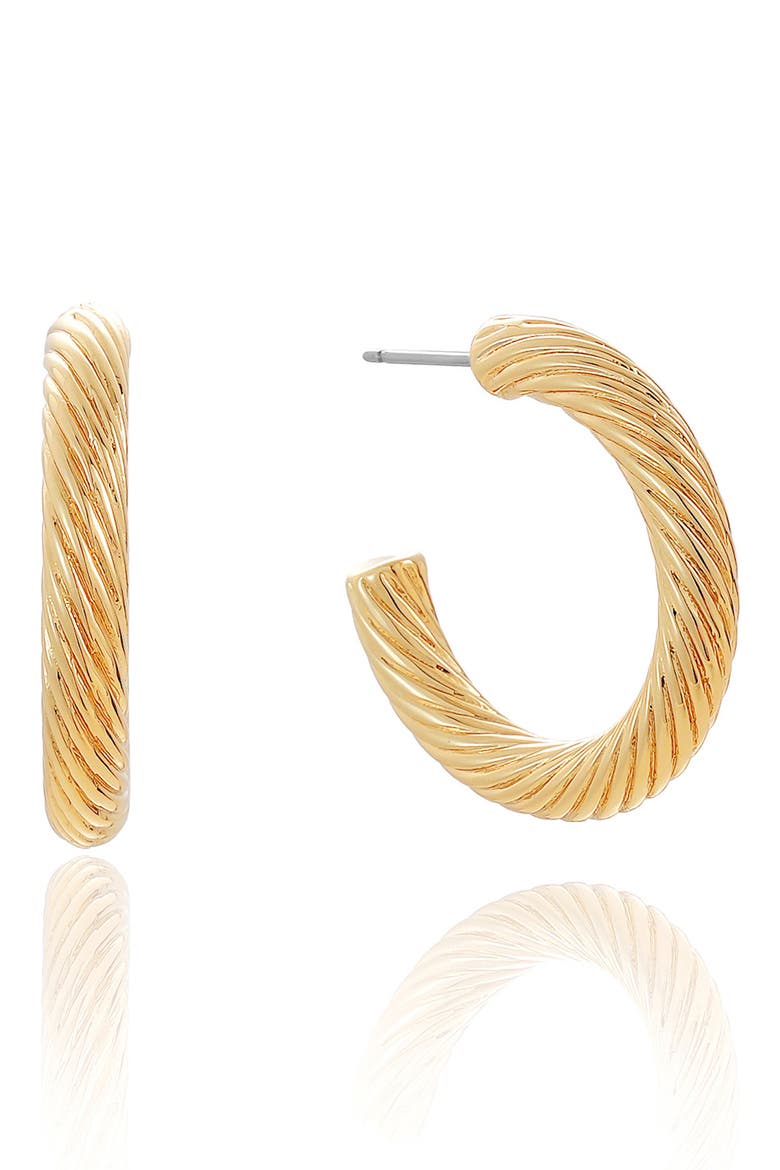 Twist Hoop Earrings, Main, color, GOLD