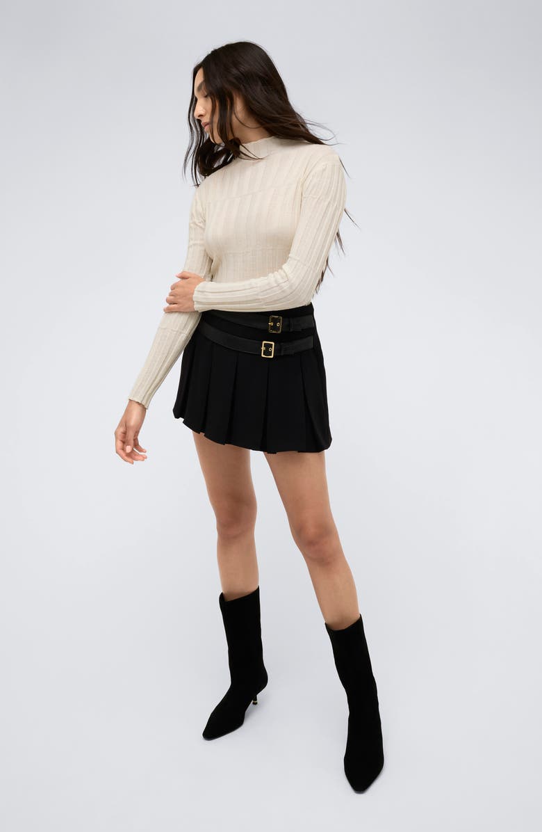 Kenneth Cole Mock Neck Rib Top, Alternate, color, Kc White