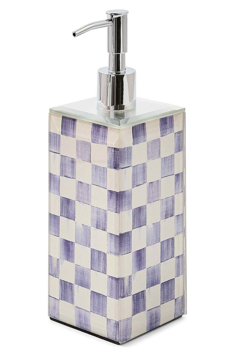 Violet Check Glass Soap Pump, Main, color, VIOLET