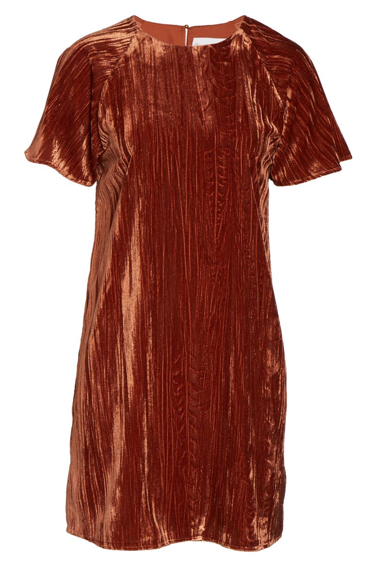 Velvet Shift Dress, Alternate, color, CINNAMON VELVET