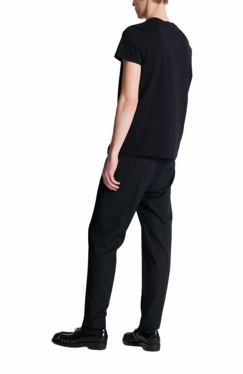 Balmain Black Crewneck T-shirt With Logo Print On The Front In Black