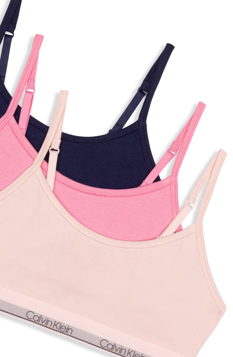 Calvin Klein Kids' Assorted 3-Pack Stretch Cotton Sports Bras, Alternate, color, Pink Multi