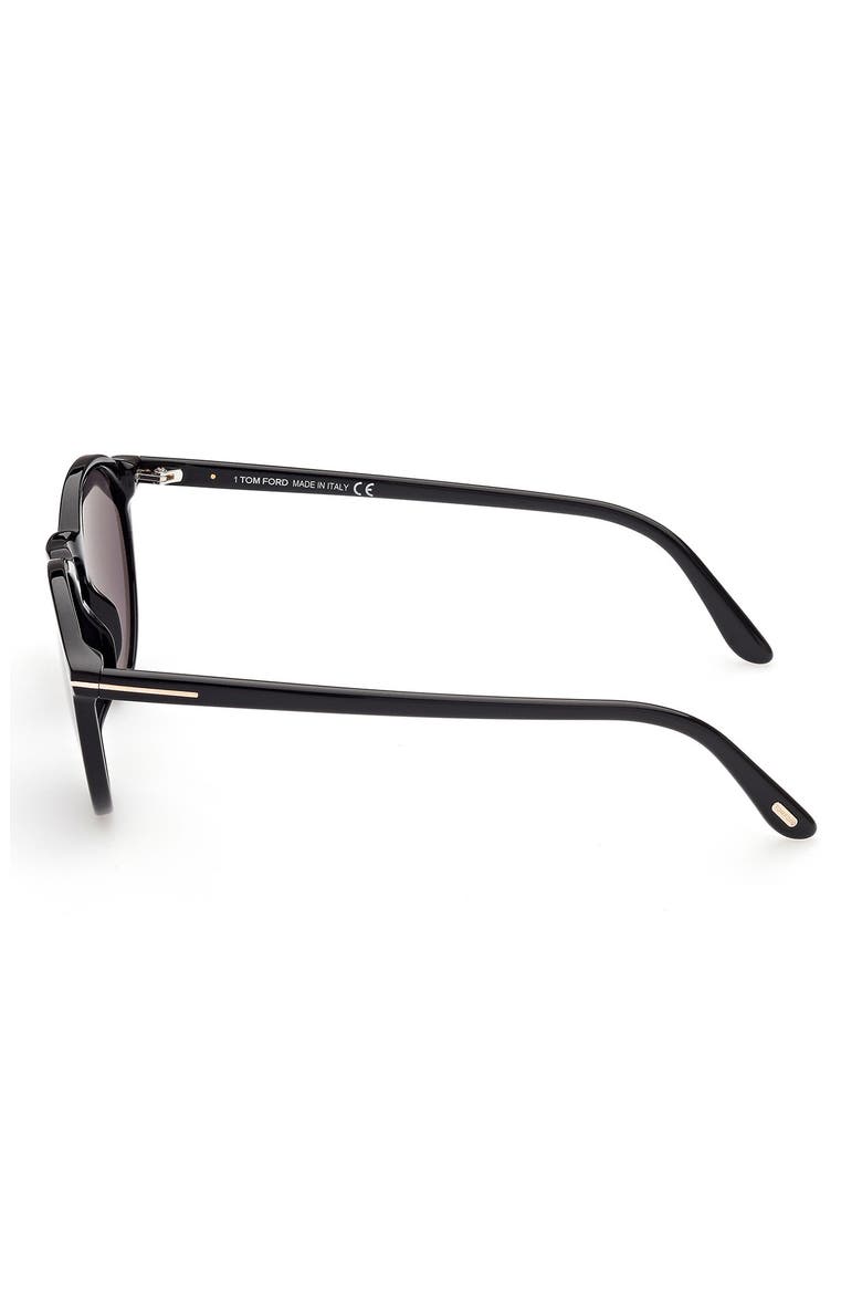 52mm Polarized Round Sunglasses, Alternate, color, SHINY BLACK / SMOKE