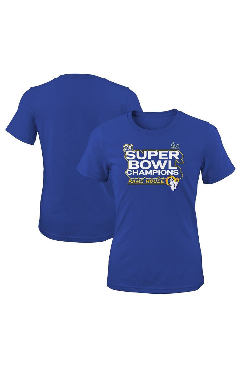FANATICS Girls Youth Fanatics Branded Royal Los Angeles Rams Super Bowl LVI Champions Parade T-Shirt, Main, color, 