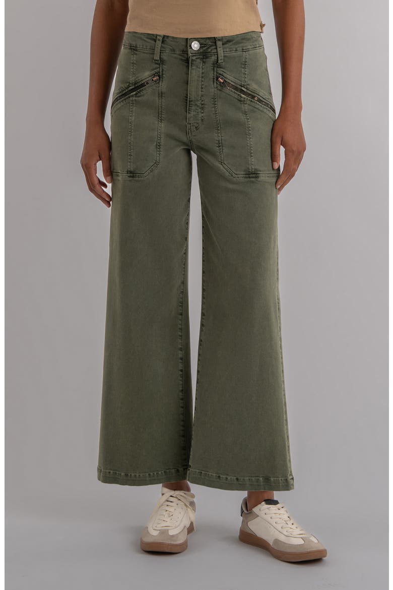 Meg Zip Pocket High Waist Ankle Wide Leg Jeans, Main, color, SEAWEED