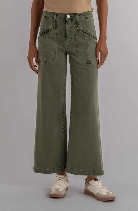 Meg Zip Pocket High Waist Ankle Wide Leg Jeans