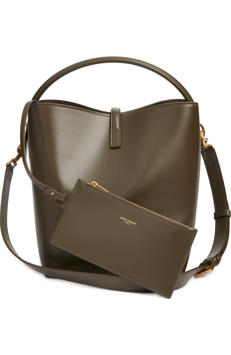 Saint Laurent Le 37 Leather Bucket Bag, Alternate, color, Deep Musk