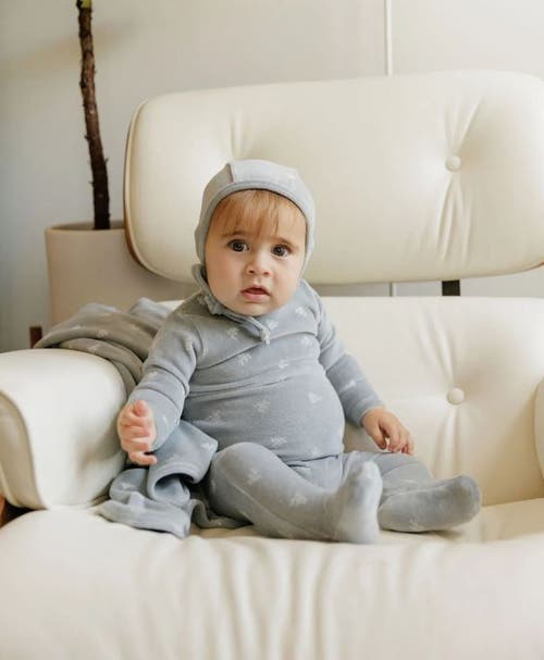 Ely's & Co. Velour Leaf Pattern Collection In Blue