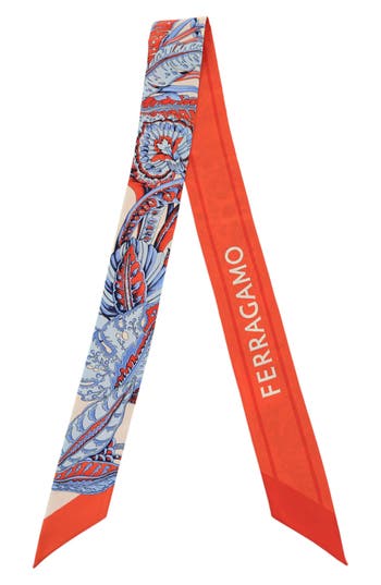 Ferragamo Togo Print Silk Bandeau In Orange